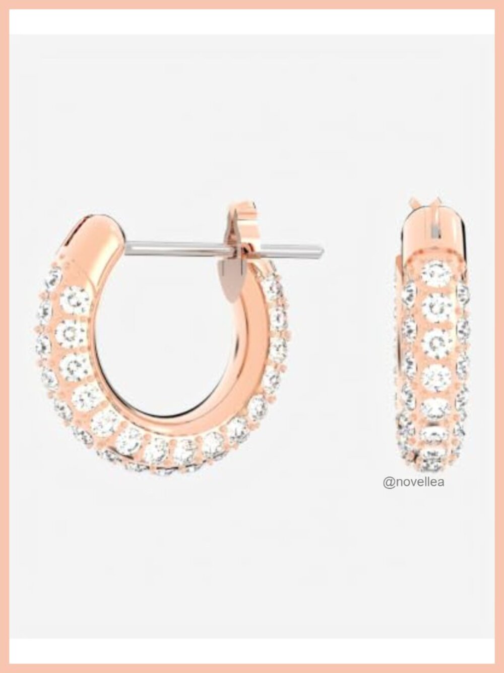 Swarovski Crystal Pierced Hoop Earrings Rose-Gold Plated Pave